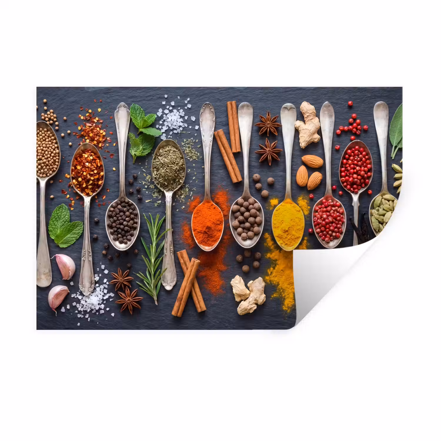 Kruiden - Lepels - Culinair - Kleurrijk - Sfeervol Muursticker klein -3d