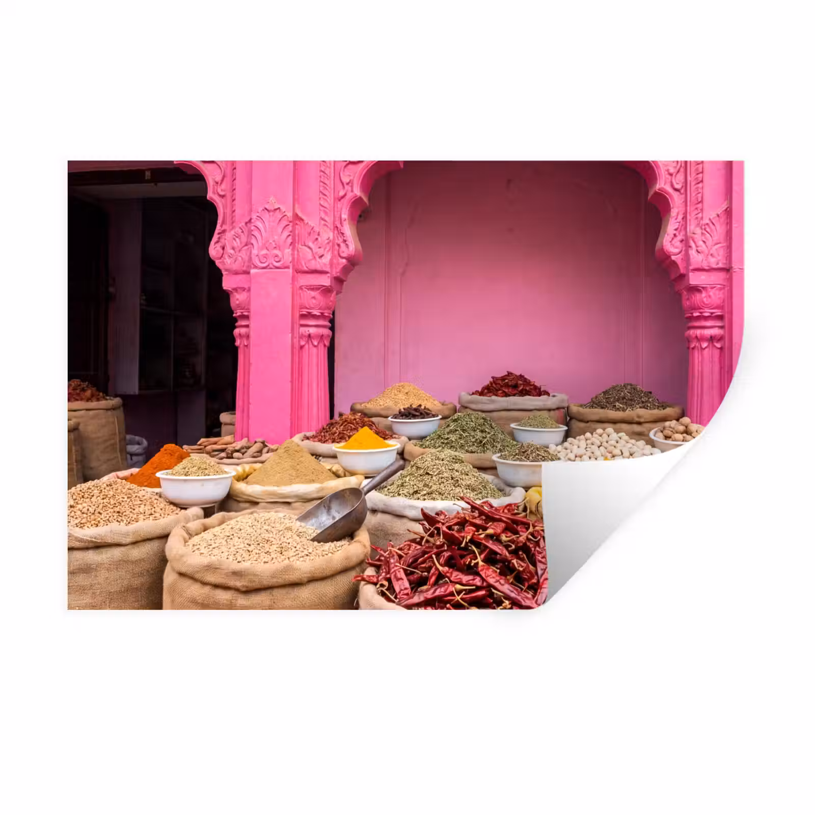 Muursticker - Kruiden - Markt - Roze - Kruiden - Markt - Roze Muursticker klein
