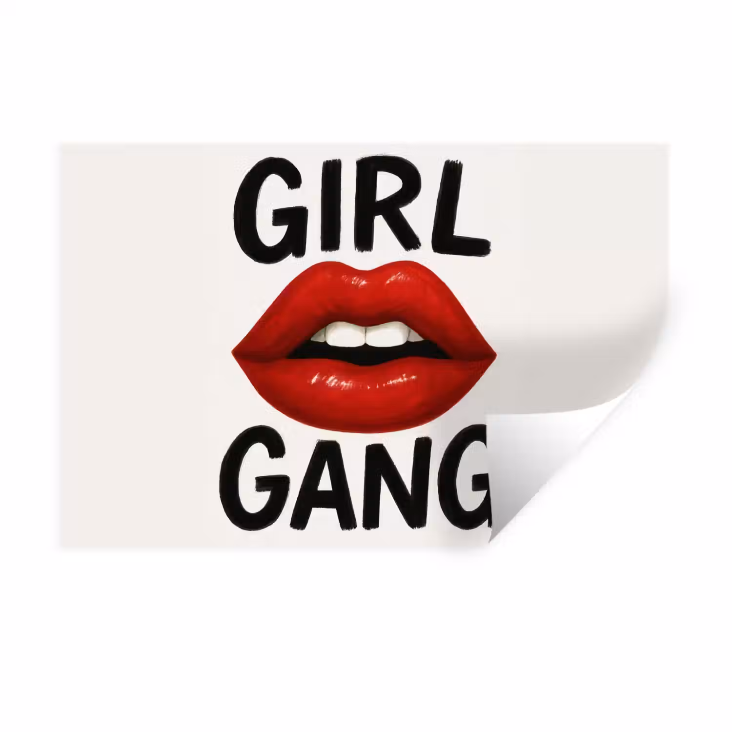 Lip - Girl - Rood - Letters Muursticker klein -3d