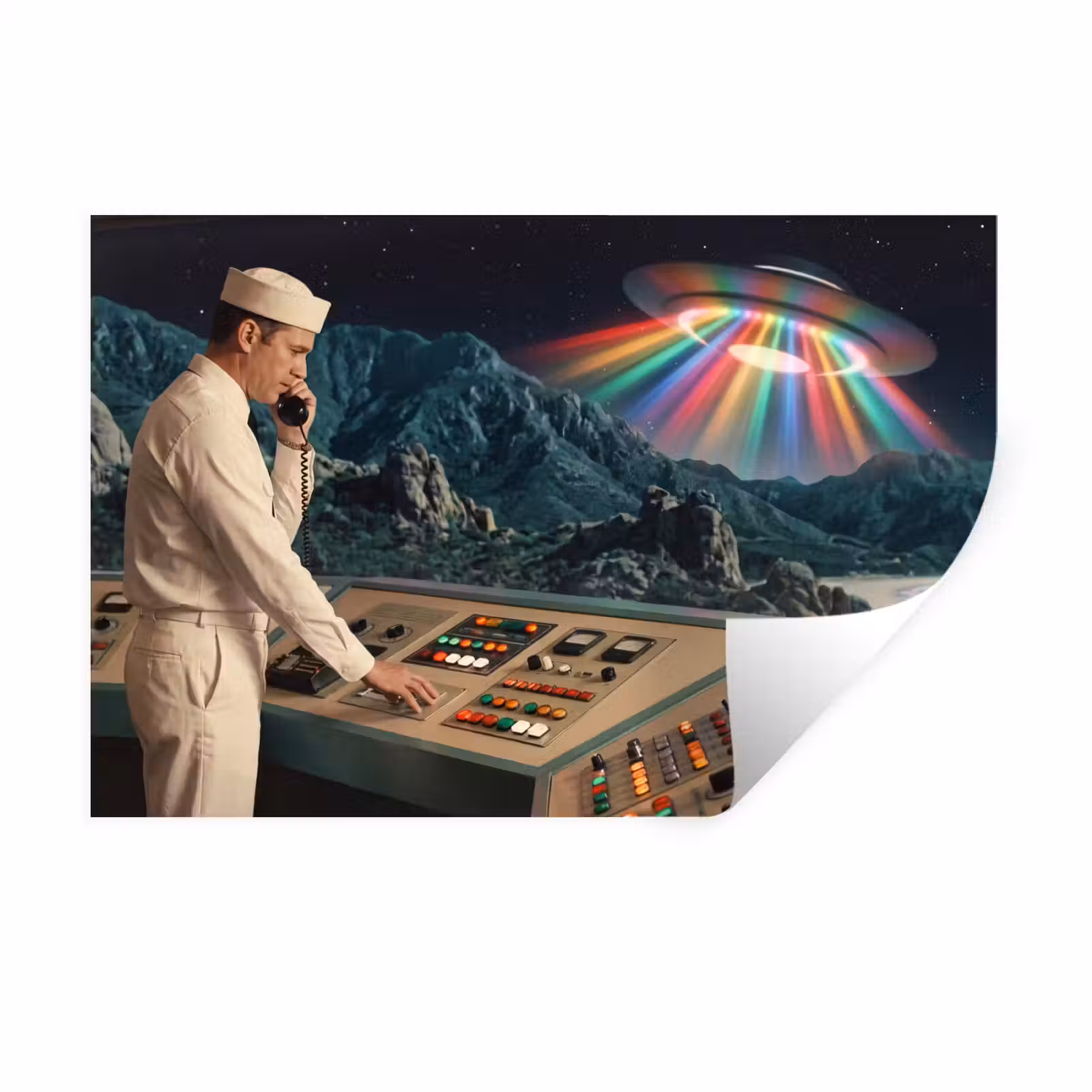 Muursticker - Man - Controlekamer - Strand - Man - Controlekamer - Strand Muursticker klein