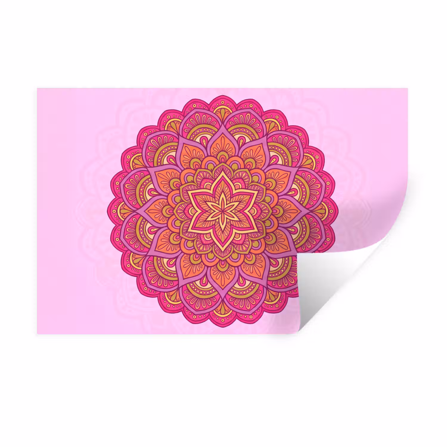 Mandala - Cirkel - Spiritueel - Oosters - Roze Muursticker klein -3d