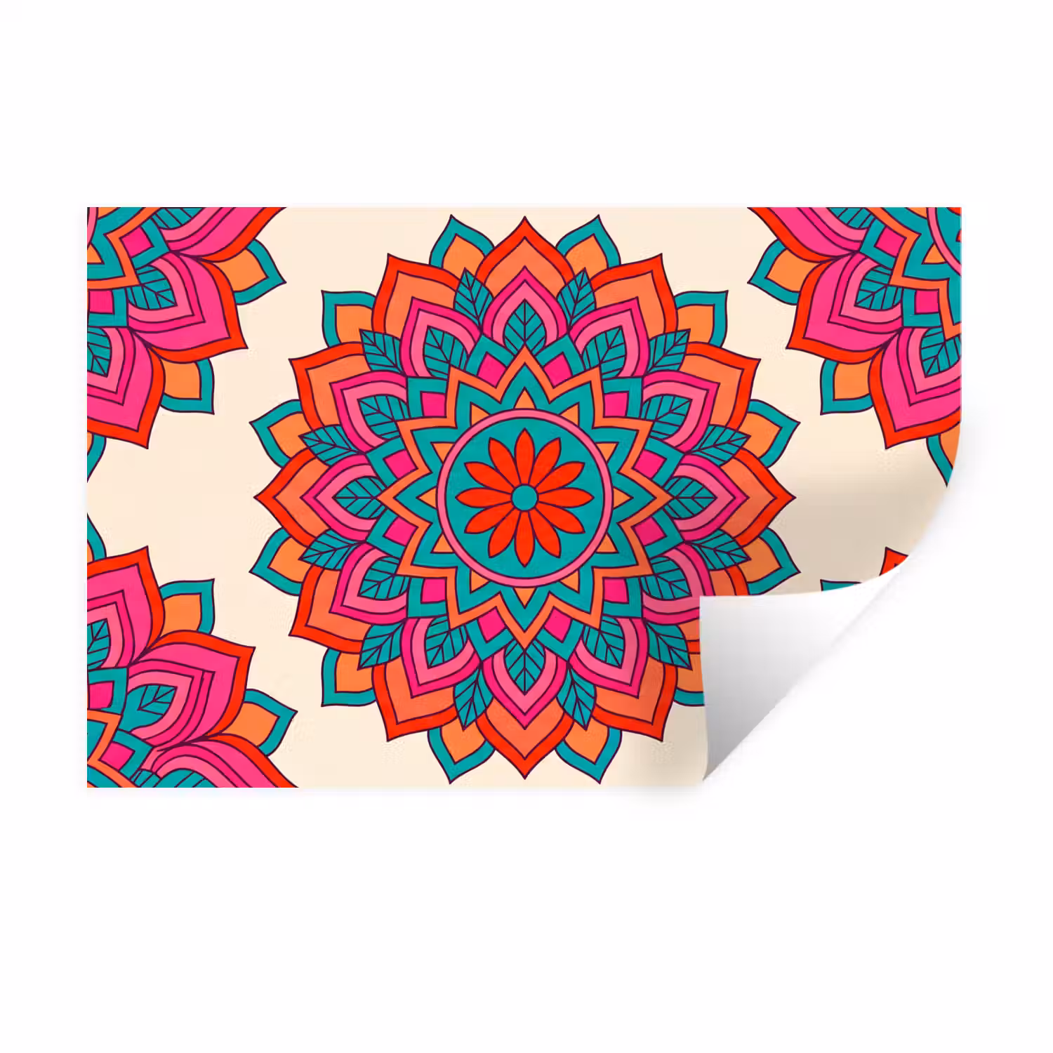 Mandala - Patroon - Abstract - Kleurrijk - Modern Muursticker klein -3d