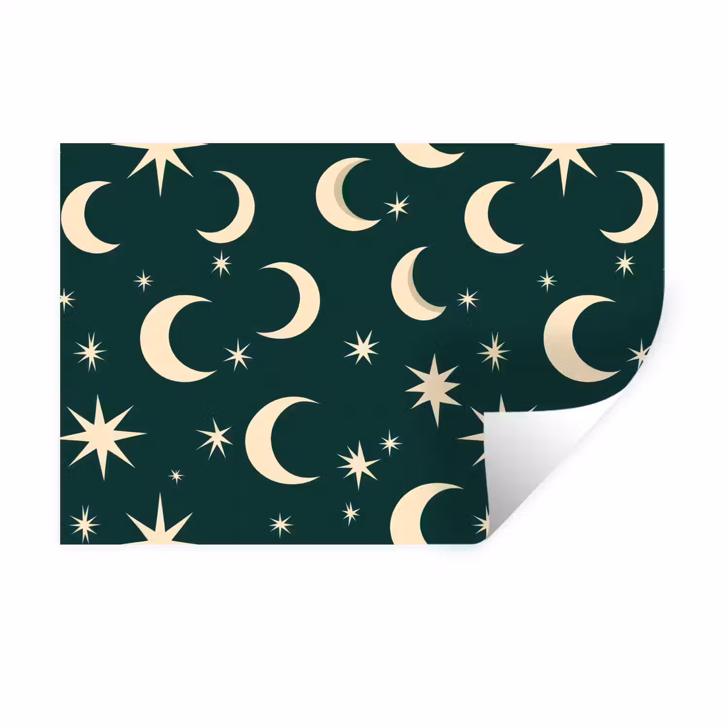 Manen - Sterren - Groen Muursticker klein 286 -3d