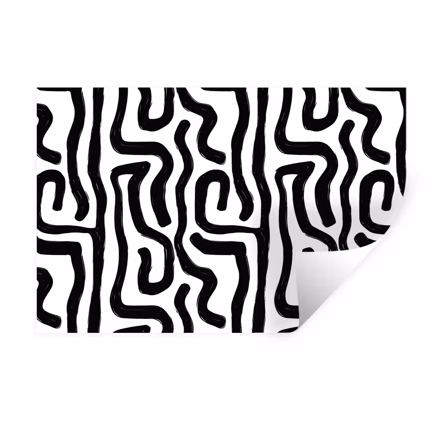 Modern - Lijnen - Zwart Muursticker klein 286 -3d