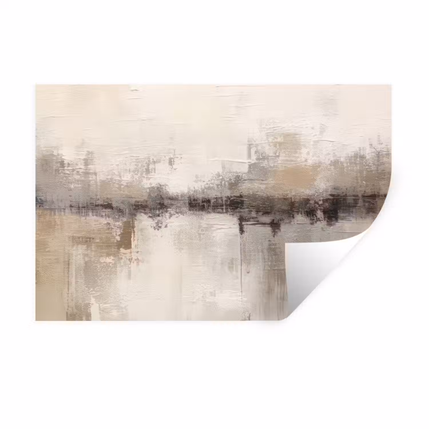 Moderne kunst - Abstract - Beige Muursticker klein -3d