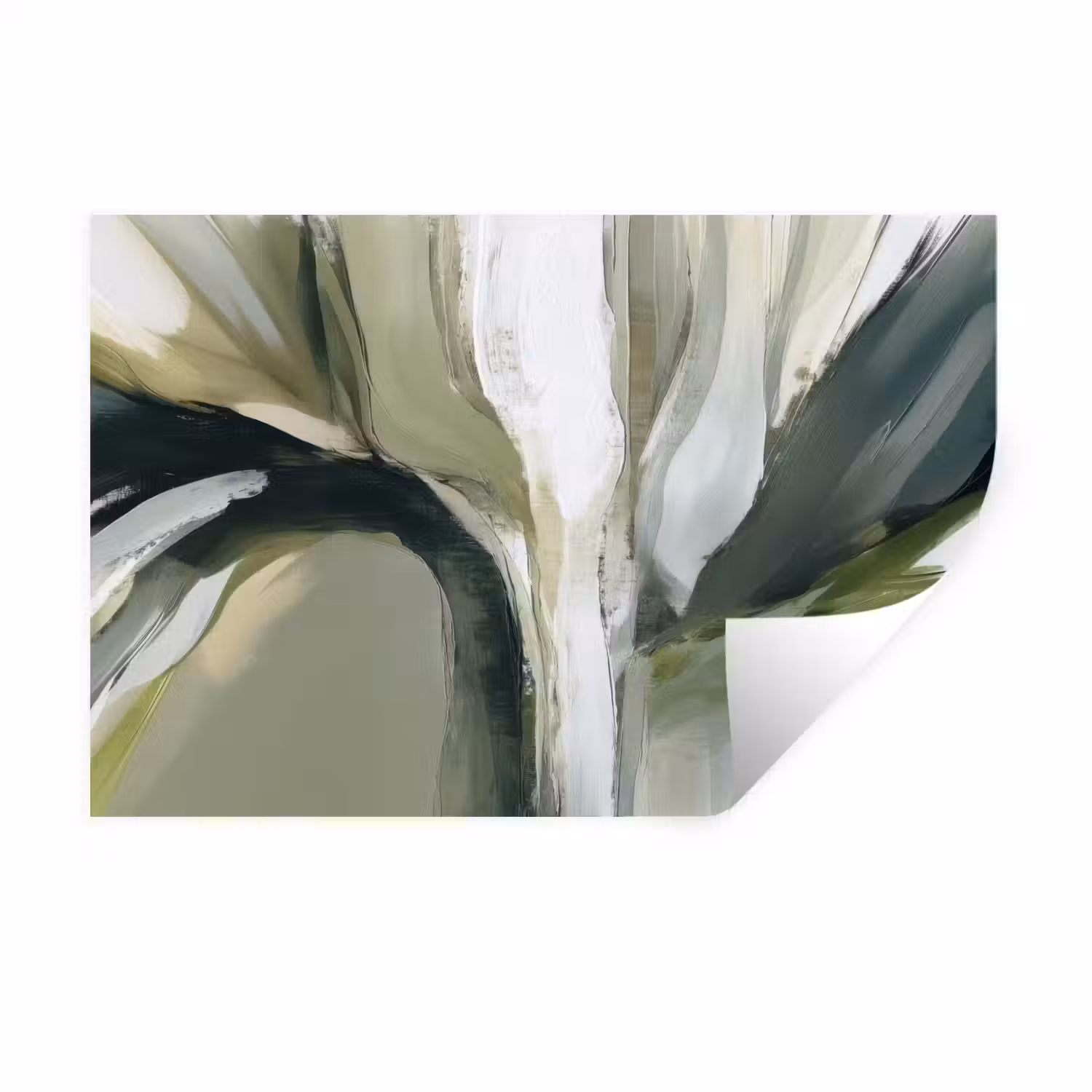 Natuur - Abstract - Groen - Penseelstreken Muursticker klein -3d