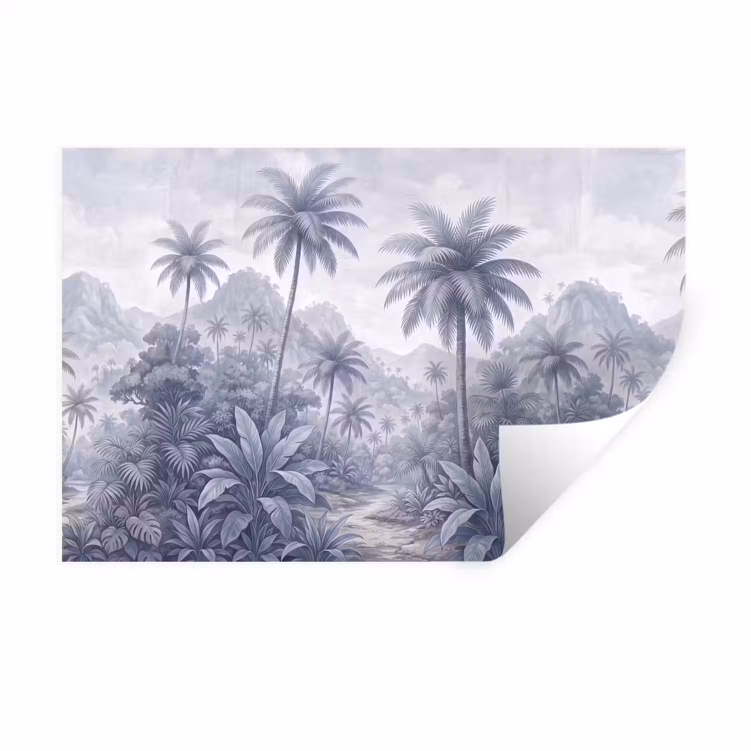 Natuur - Boom - Tropisch - Landschap - Blauw Muursticker klein -3d