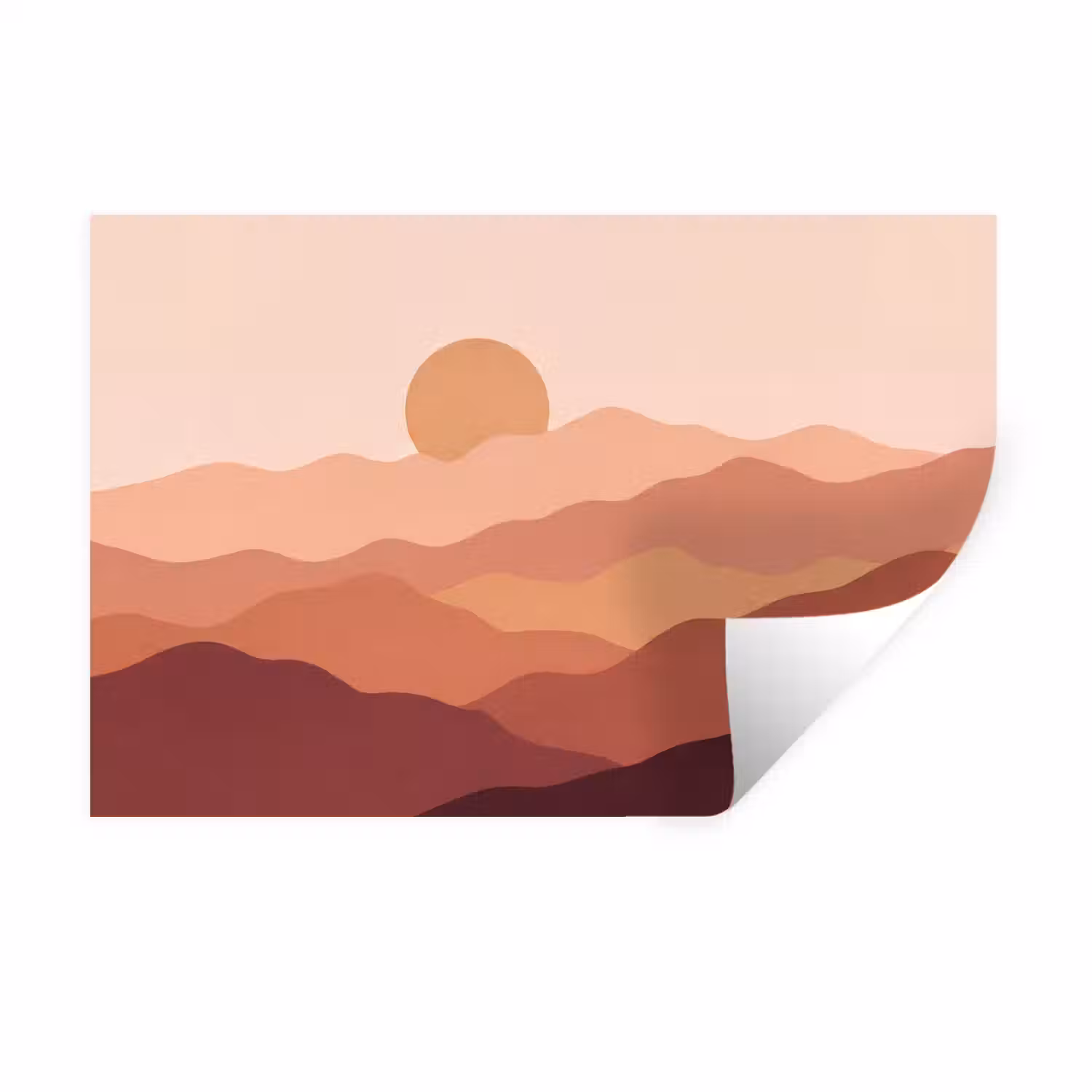 Natuur - Heuvels - Abstract - Modern - Oranje Muursticker klein -3d