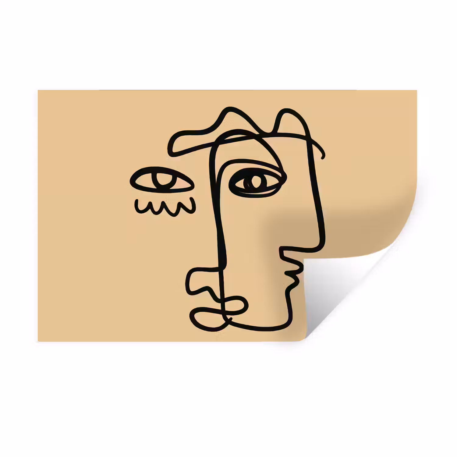 Overlappende profielen - Lichtbruin - Zwart Muursticker klein -3d