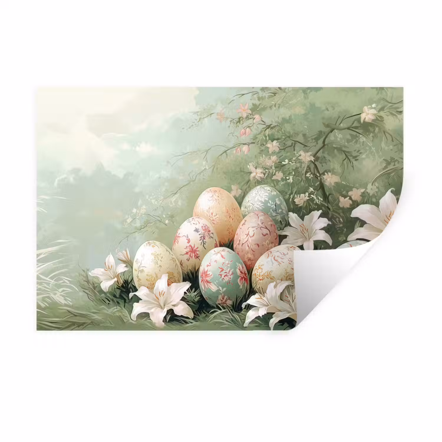 Paaseieren - Pasteltinten - Bloemen Muursticker klein -3d