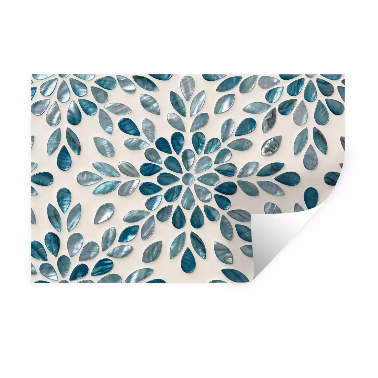 Patroon - Bladeren - Abstract - Modern - Turquoise Muursticker klein -3d