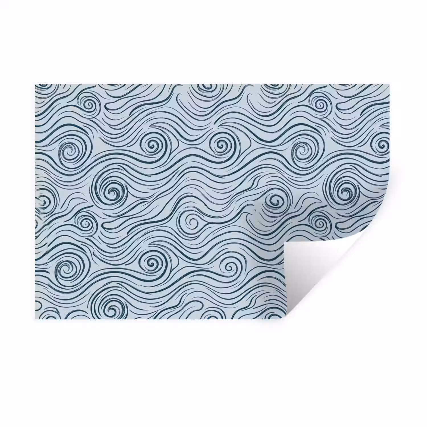 Patroon - Golven - Abstract - Modern - Blauw Muursticker klein -3d