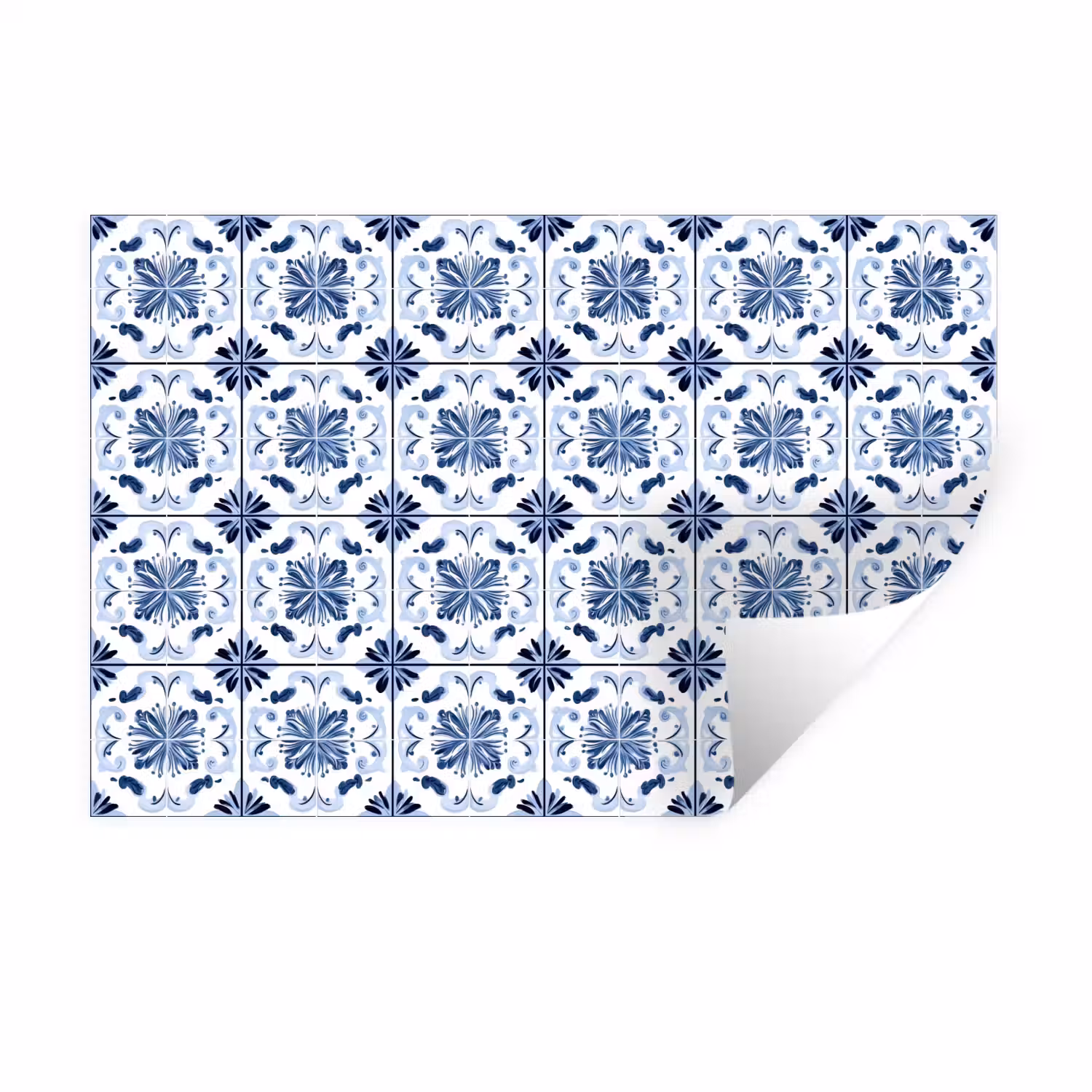 Patroon - Tegel - Blauw Muursticker klein 286 -3d