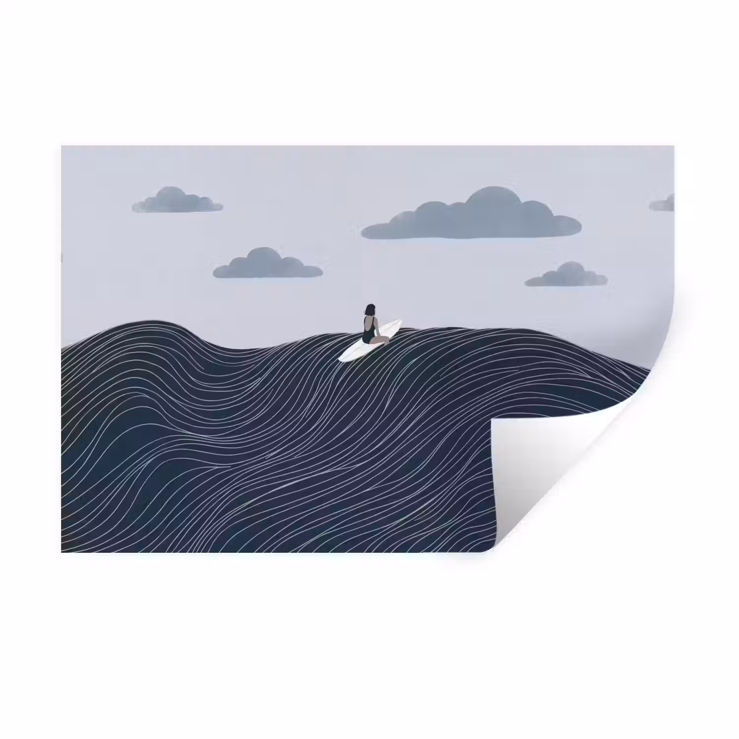 Persoon - Surfen - Oceaan - Natuur - Modern Muursticker klein -3d