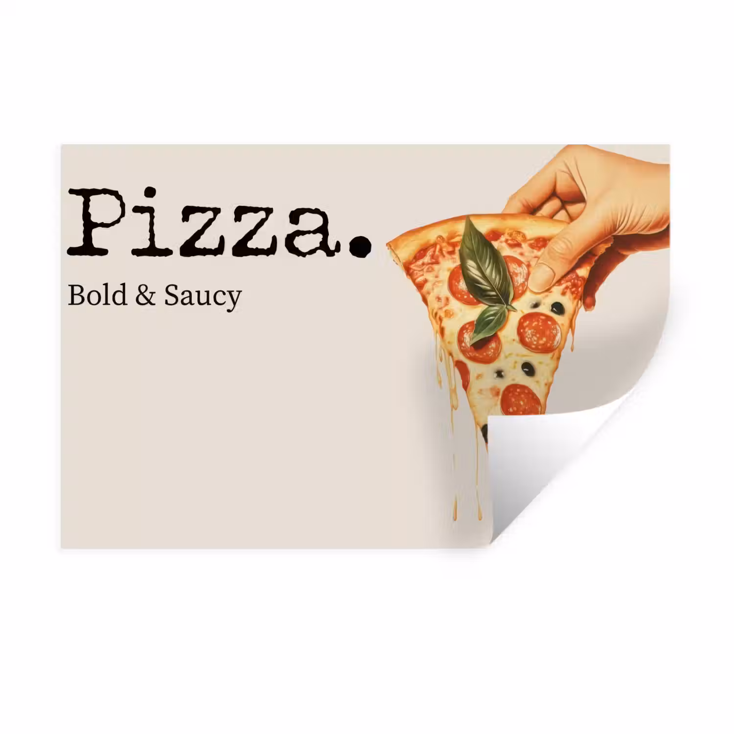 Pizza - Kaas - Pepperoni Muursticker klein -3d