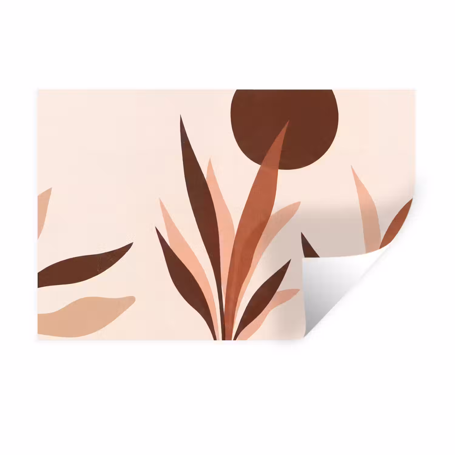 Planten - Abstract - Natuur - Bruin Muursticker klein -3d