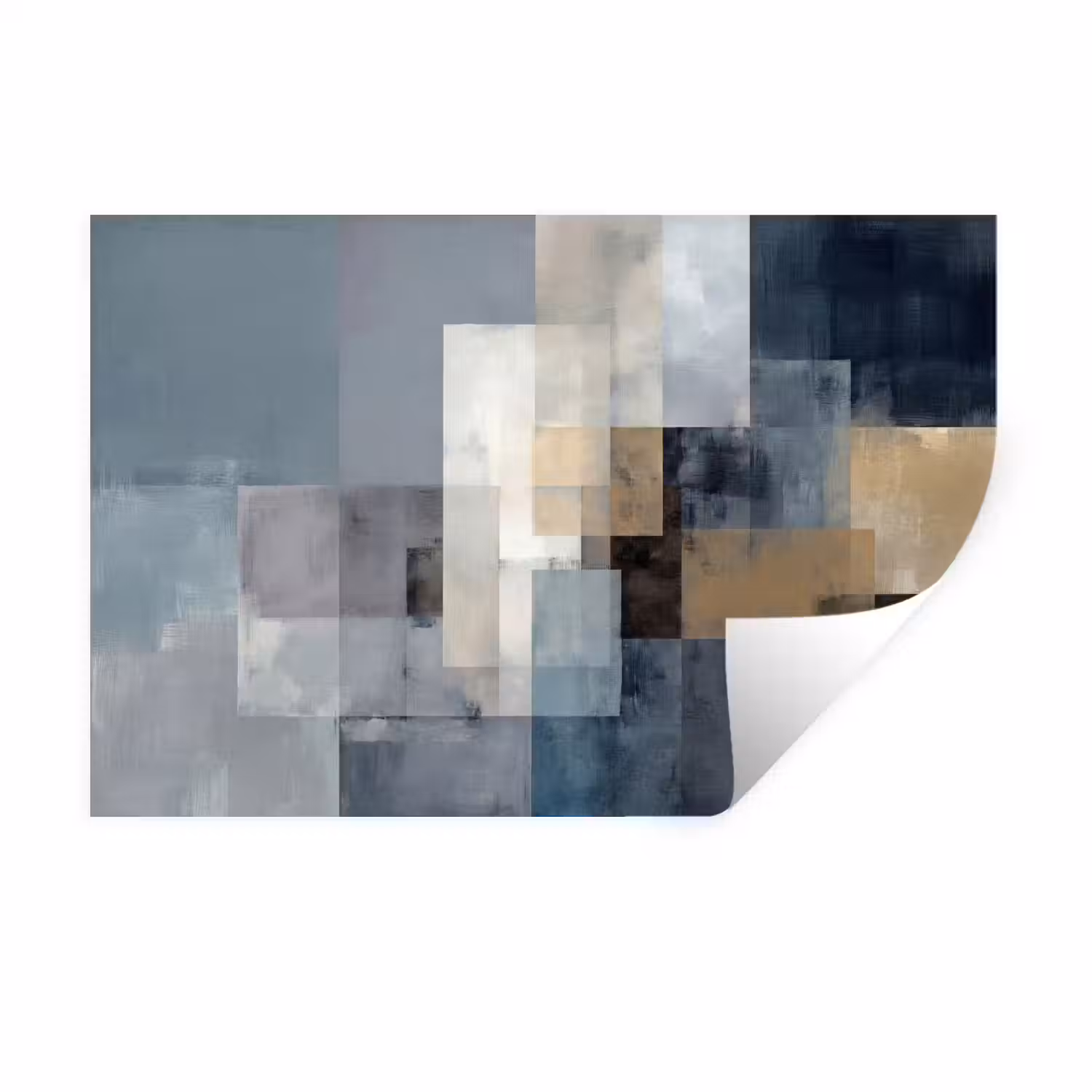Rechthoeken - Abstract - Blauw Muursticker klein -3d