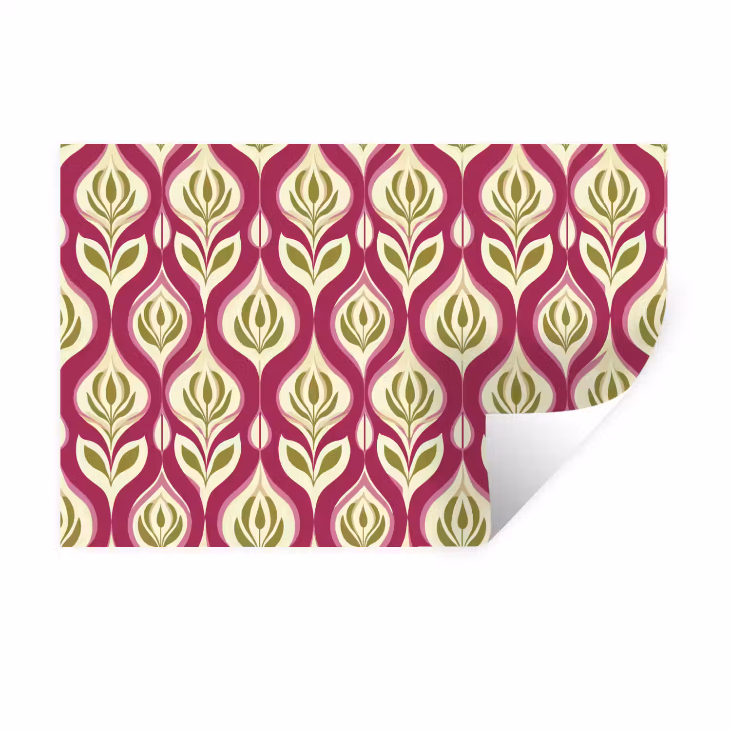 Retro - Floraal - Paars Muursticker klein 286 -3d