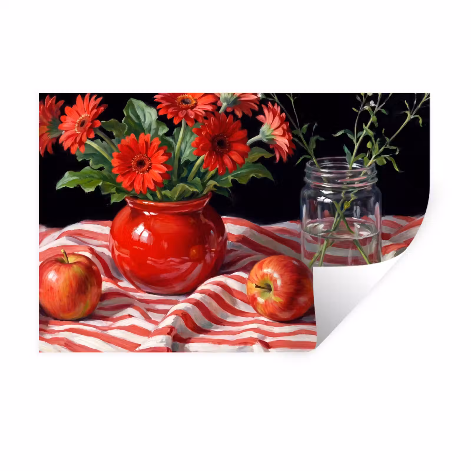 Muursticker - Rode bloemen - Vaas - Rode bloemen - Vaas Muursticker klein