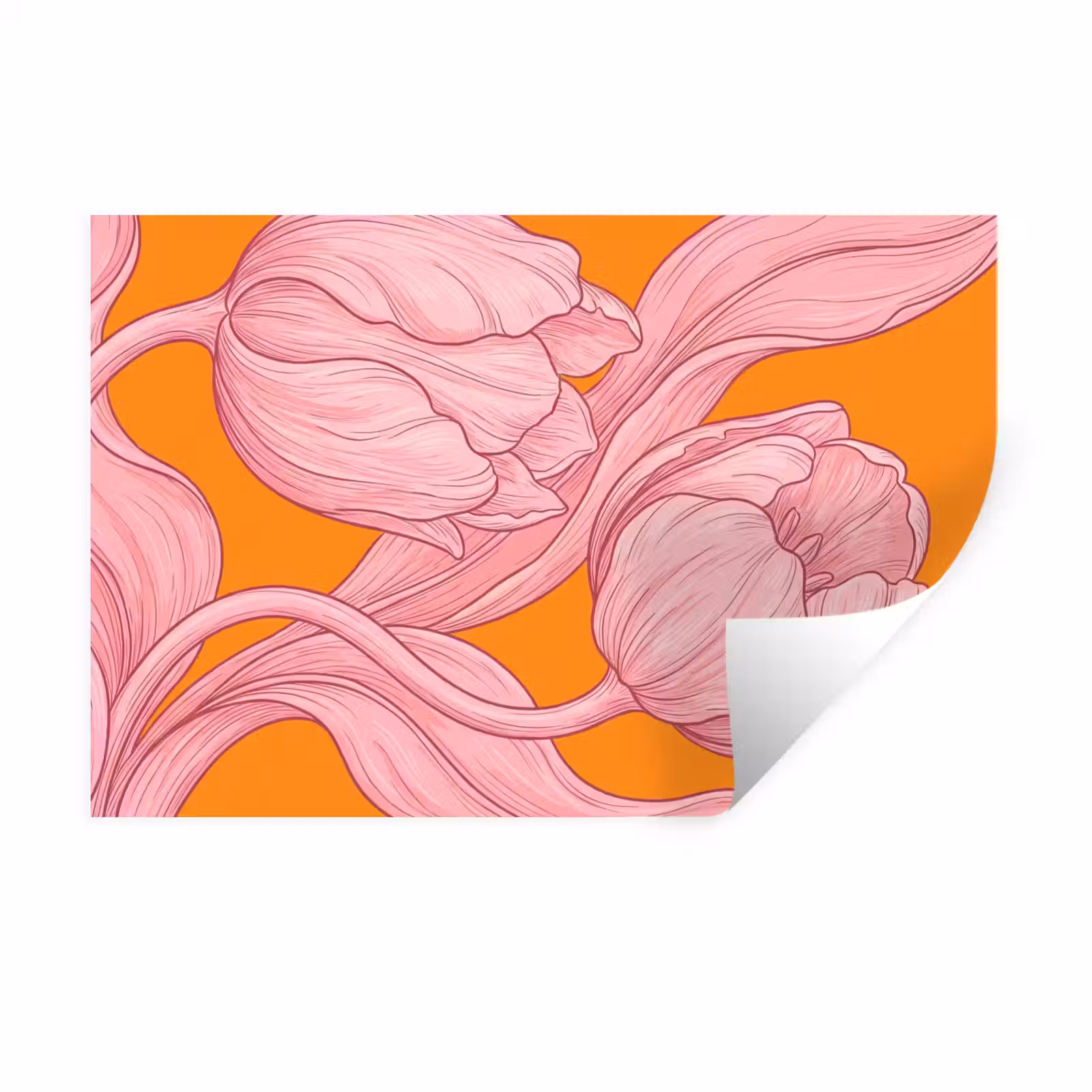 Muursticker - Roze bloemen - Modern - Roze bloemen - Modern Muursticker klein