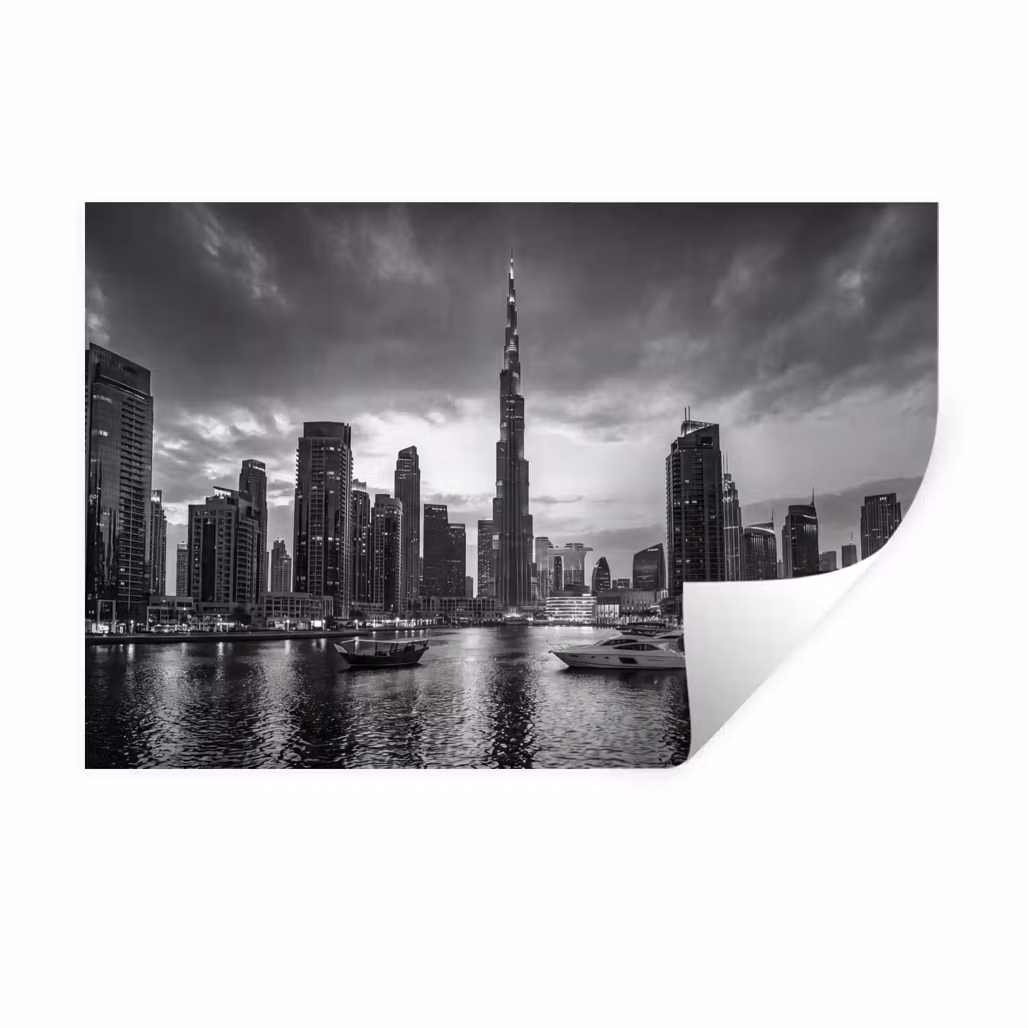 Stad - Skyline - Architectuur - Avond - Zwart-wit Muursticker klein -3d
