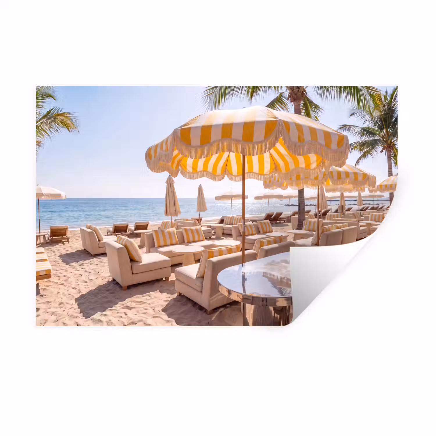 Strand - Ligbedden - Vakantie - Modern - Geel Muursticker klein -3d