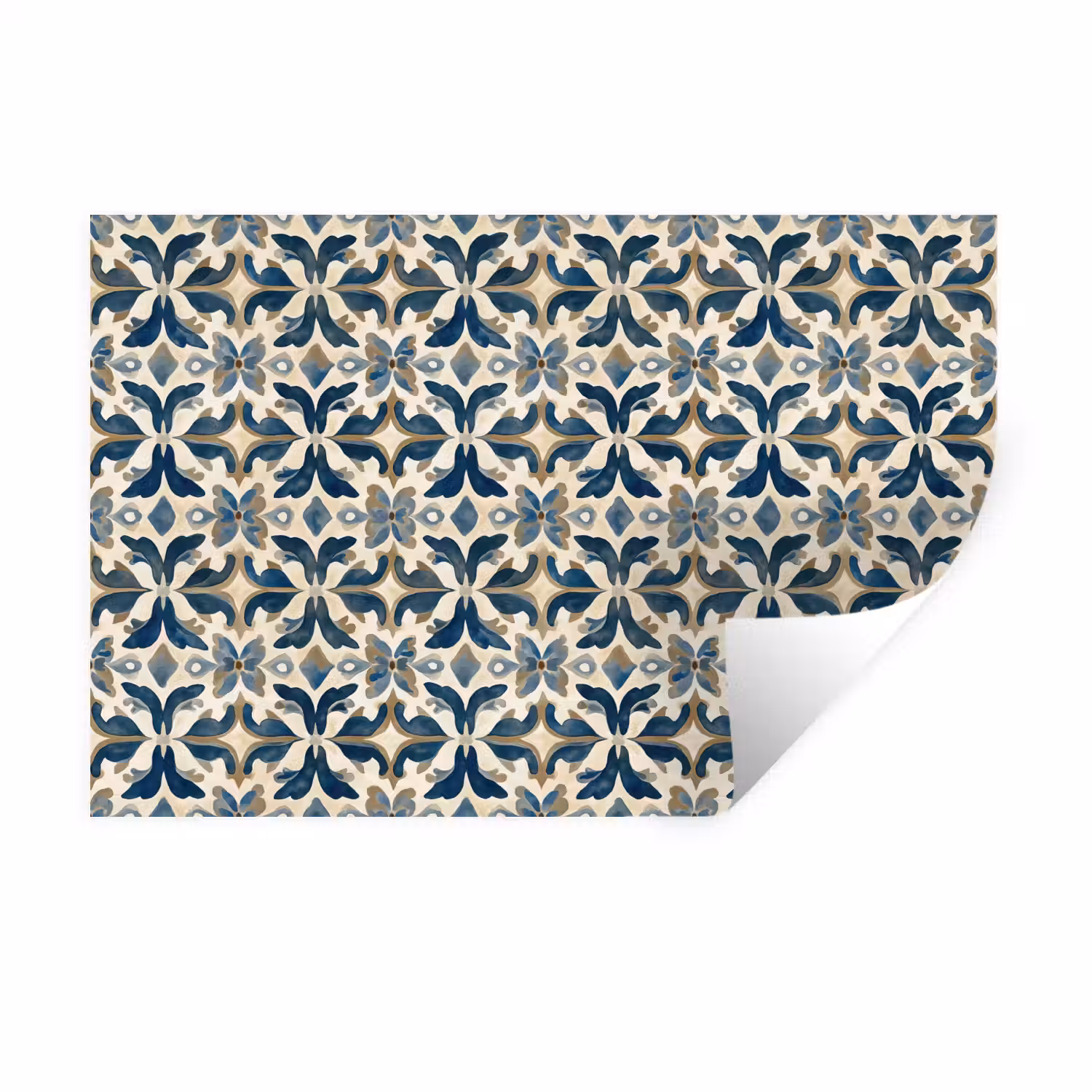 Tegel - Patroon - Blauw - Beige Muursticker klein 286 -3d