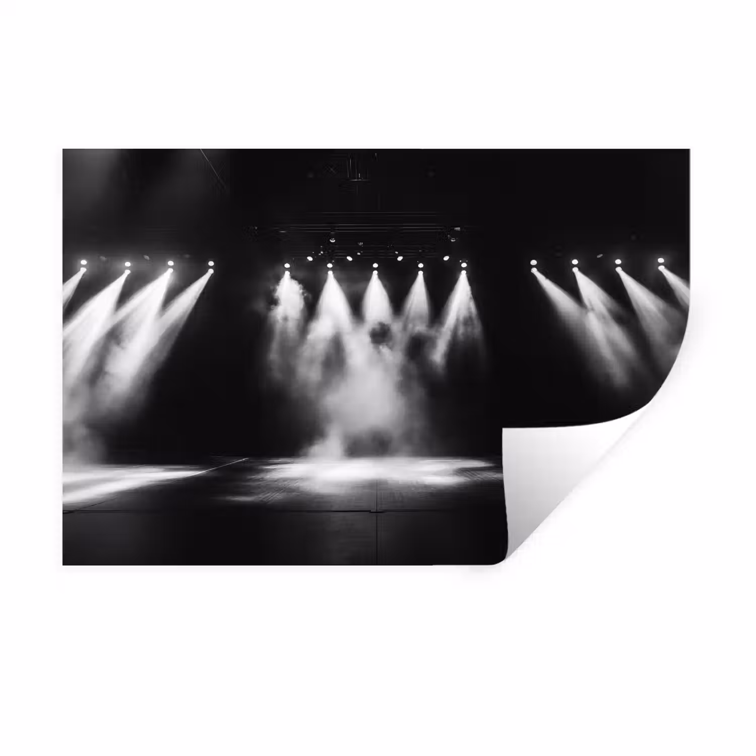 Theaterzaal - Mist - Spotlights - Zwart Muursticker klein -3d