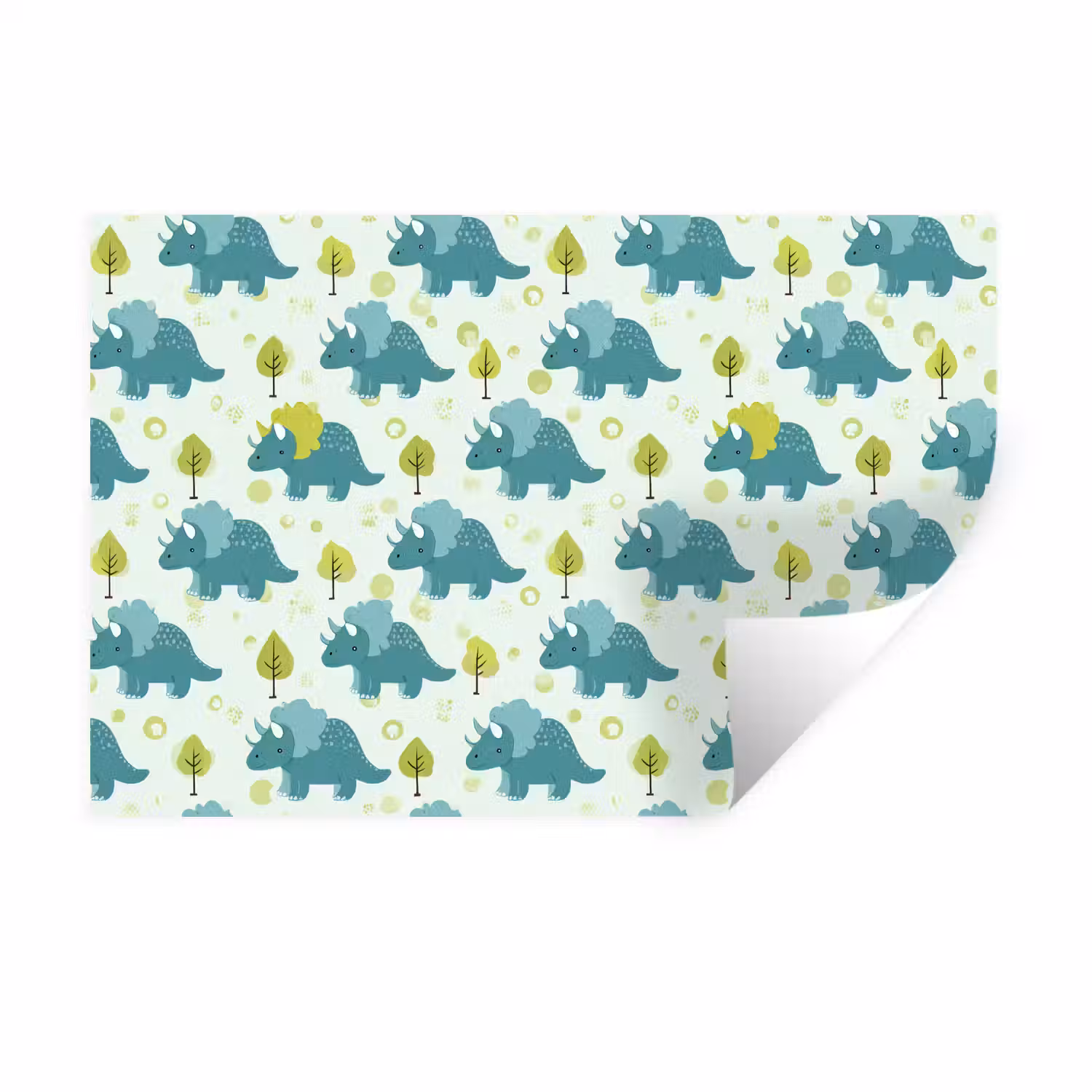 Triceratop - Blauw - Stippen - Boompjes Muursticker klein -3d