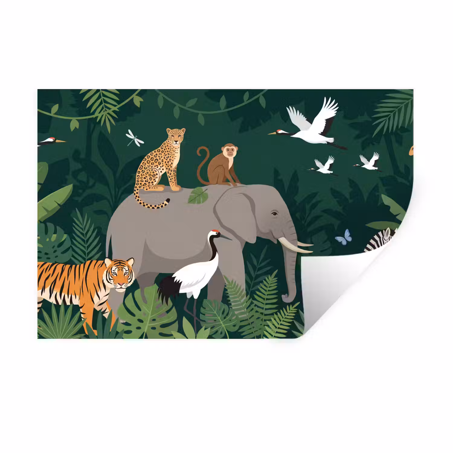 Tropisch - Jungle - Groen Muursticker klein -3d