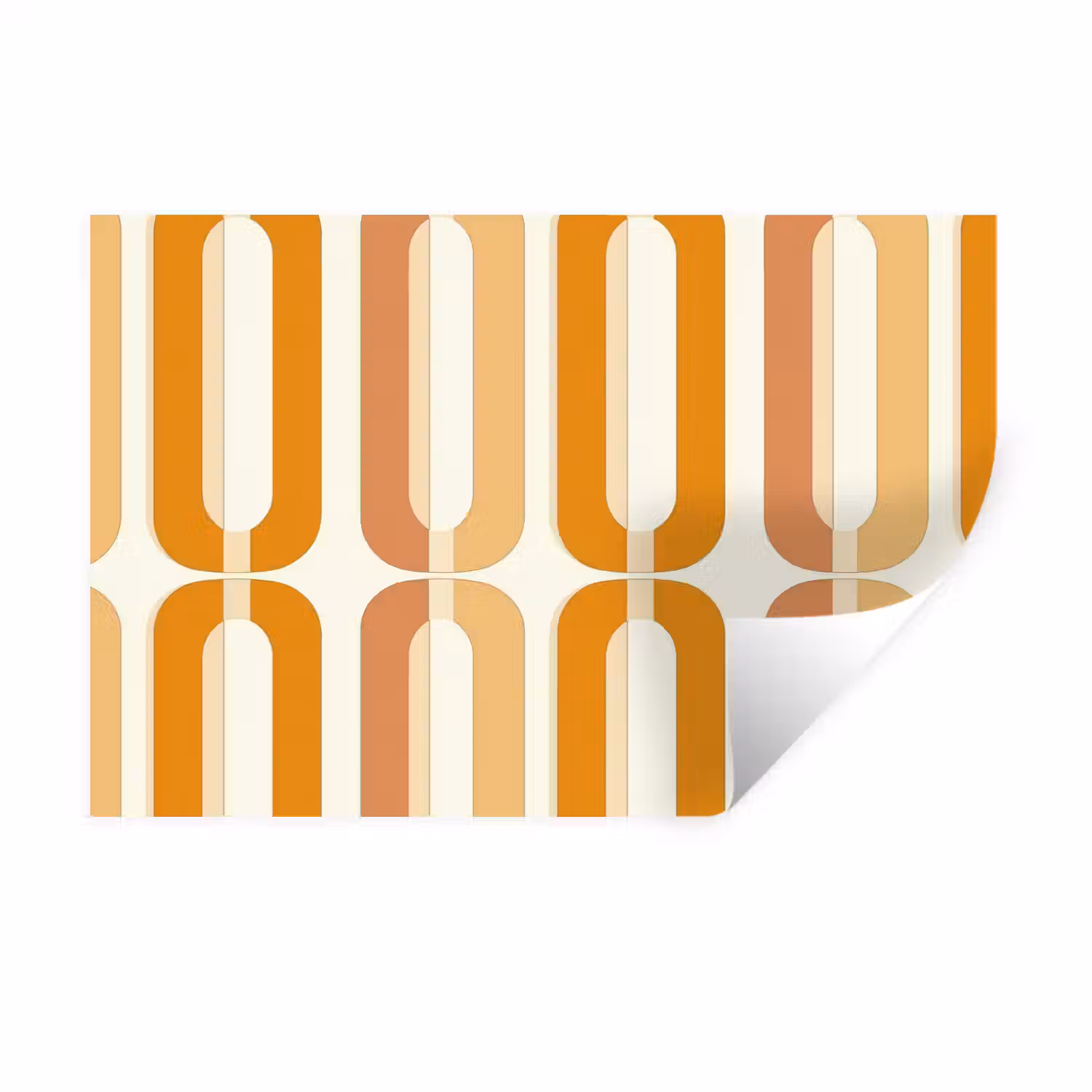 U-vorm - Retro - Oranje Muursticker klein 286 -3d