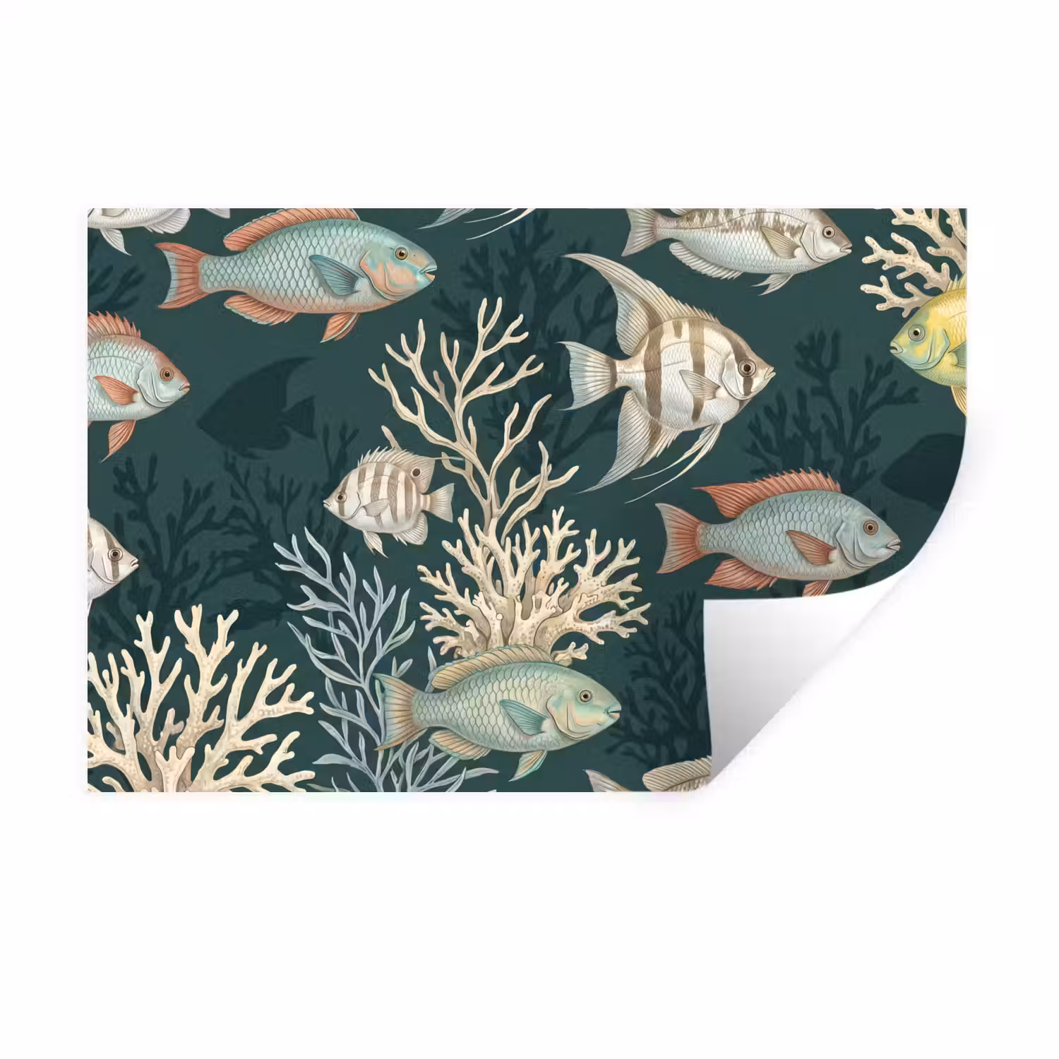 Vis - Koraal - Onderwater - Illustratie Muursticker klein -3d