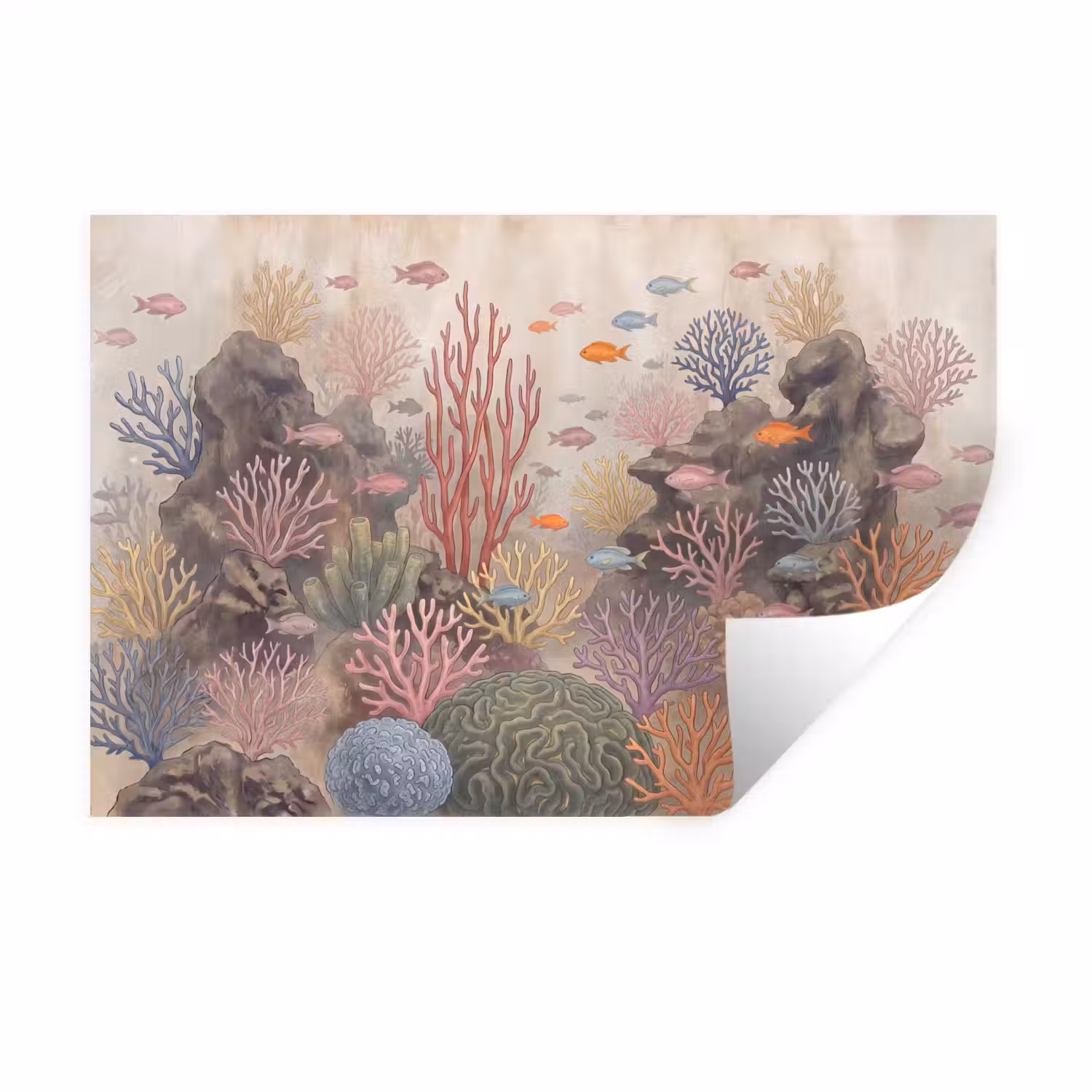 Vis - Koraalrif - Onderwaterwereld - Illustratie Muursticker klein -3d