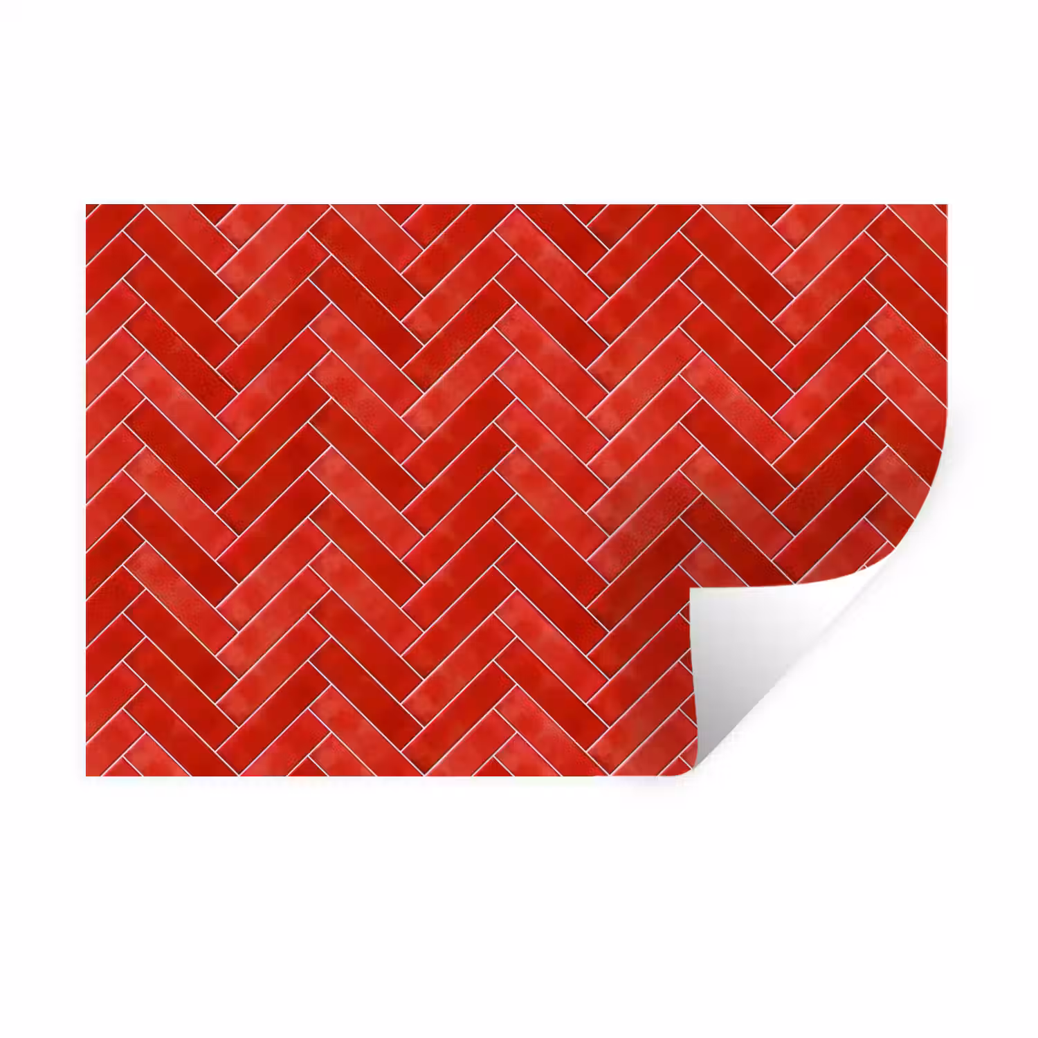 Visgraat - Tegel - Rood Muursticker klein 286 -3d