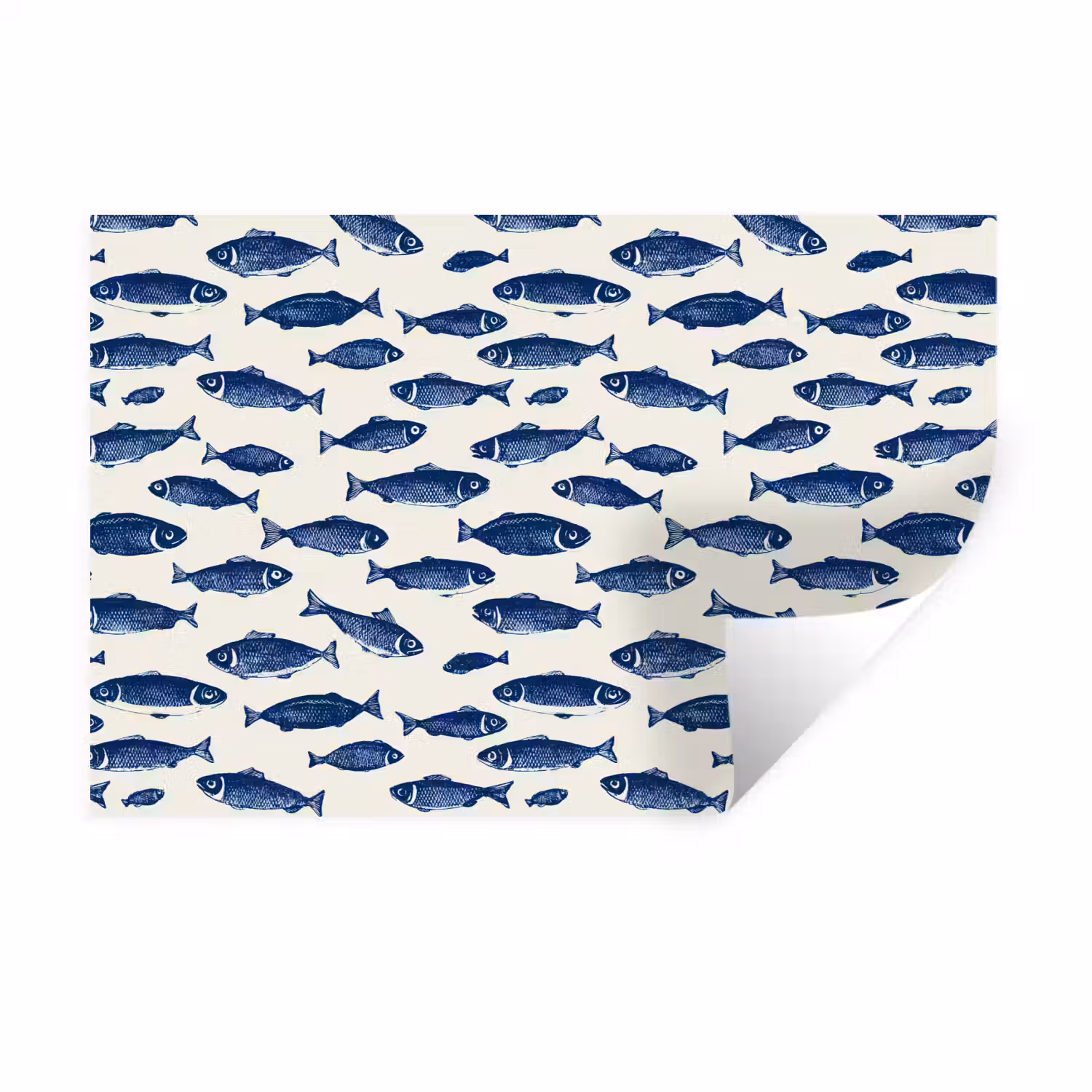 Vissen - Patroon - Blauw - Wit Muursticker klein 286 -3d