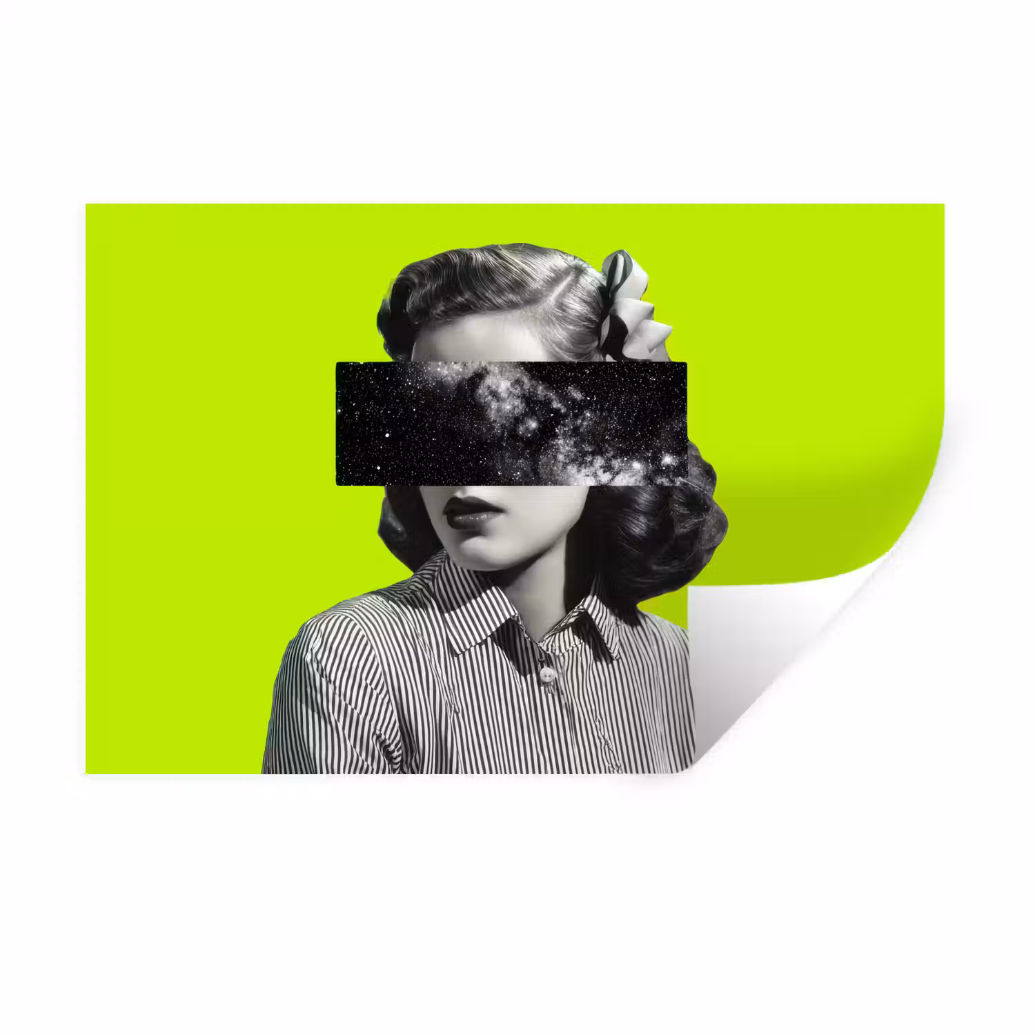 Vrouw - Sterrenhemel - Groen Muursticker klein -3d