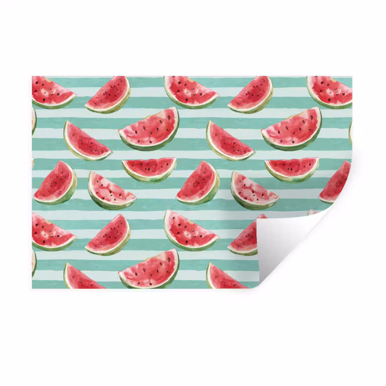 Watermeloen - Strepen - Groen Muursticker klein 286 -3d