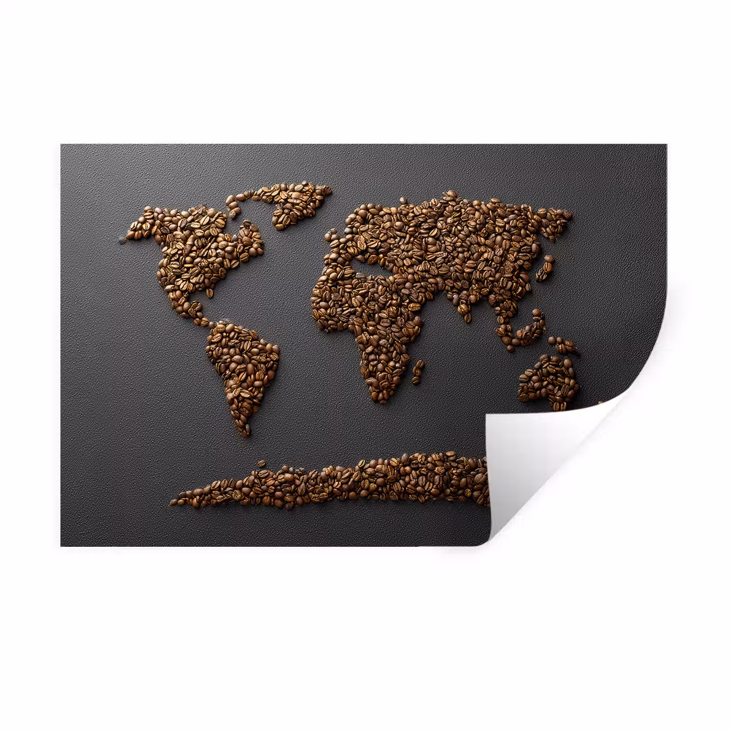 Wereldkaart - Koffie - Grijs Muursticker klein -3d
