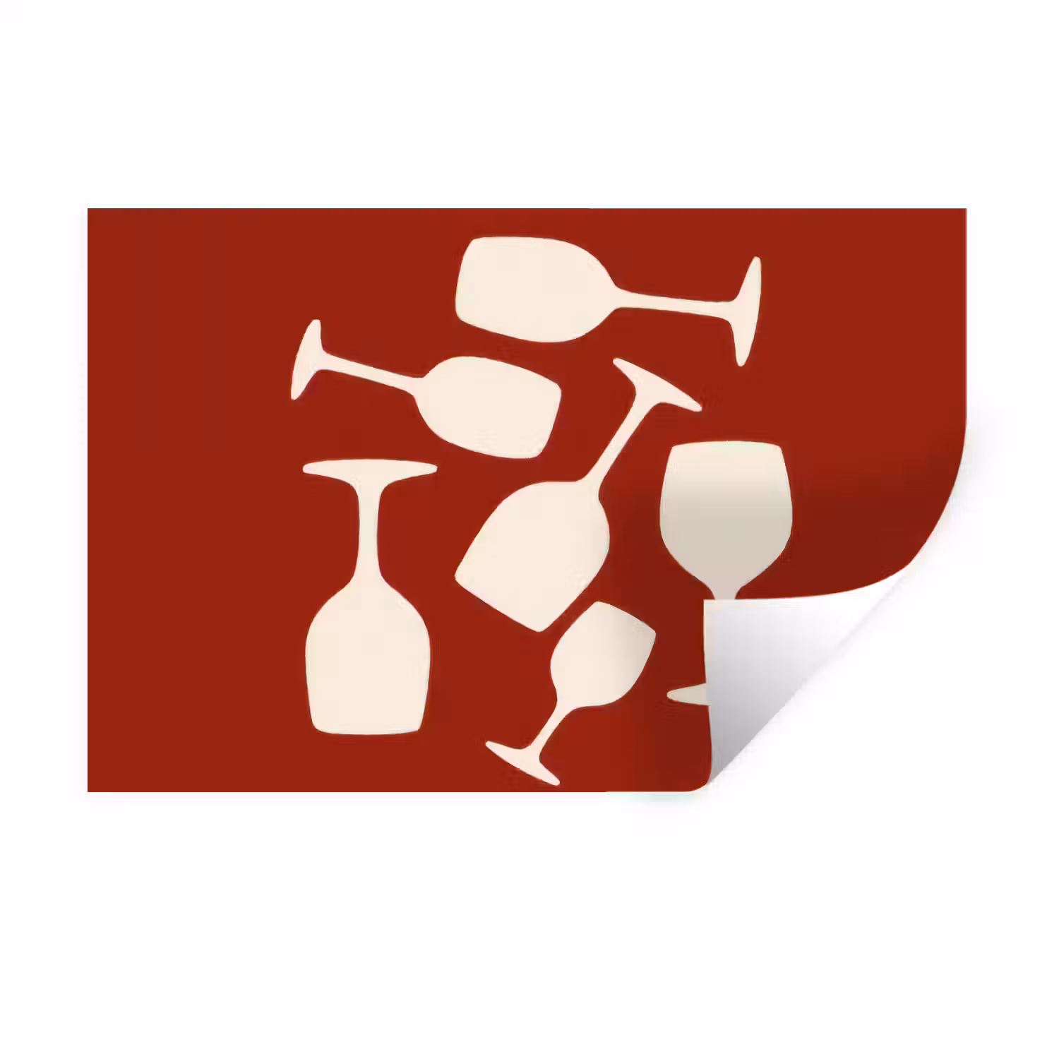Wijnglazen - Silhouetten - Wit Muursticker klein -3d