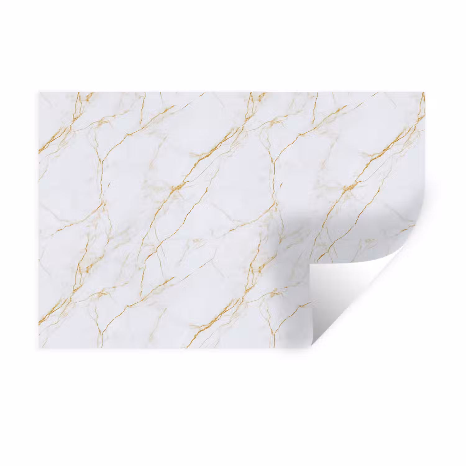 Wit - Marmer - Goud - Luxueus Muursticker klein 286 -3d