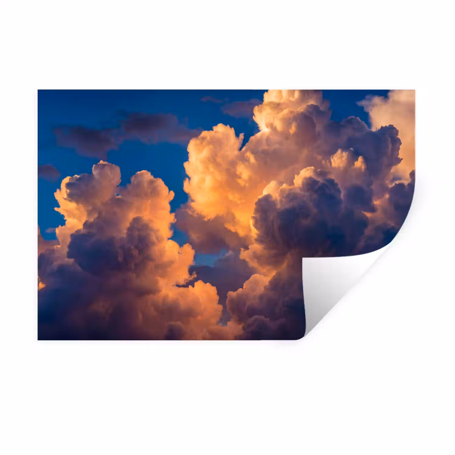 Wolken - Zonsondergang - Natuur - Oranje - Blauw Muursticker klein -3d