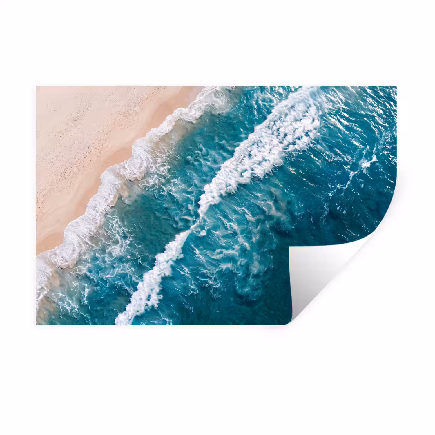 Zee - Strand - Golven - Natuur - Blauw Muursticker klein -3d