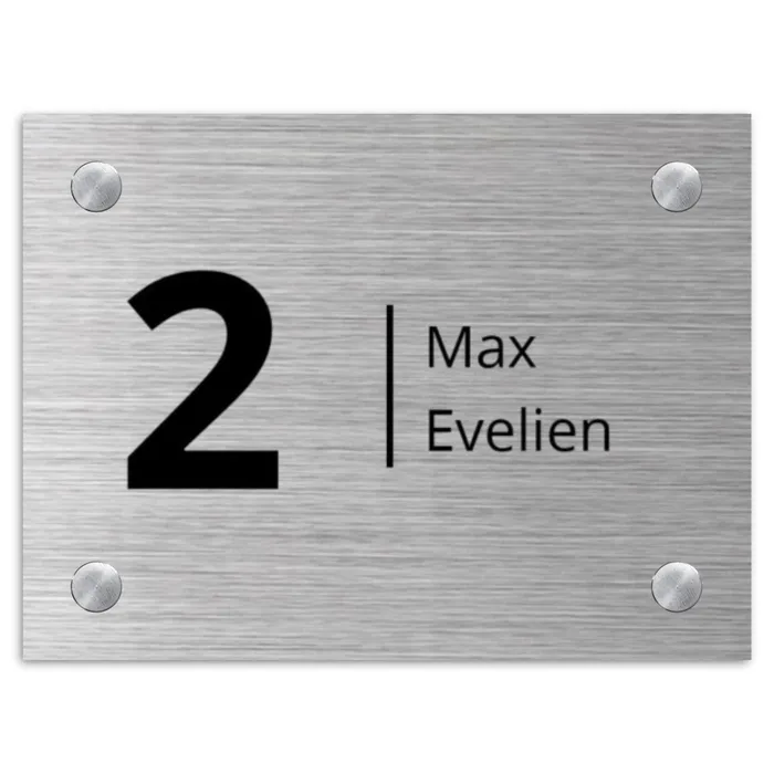 Metaaleffect - Modern Naambord Rechthoek middel -3d