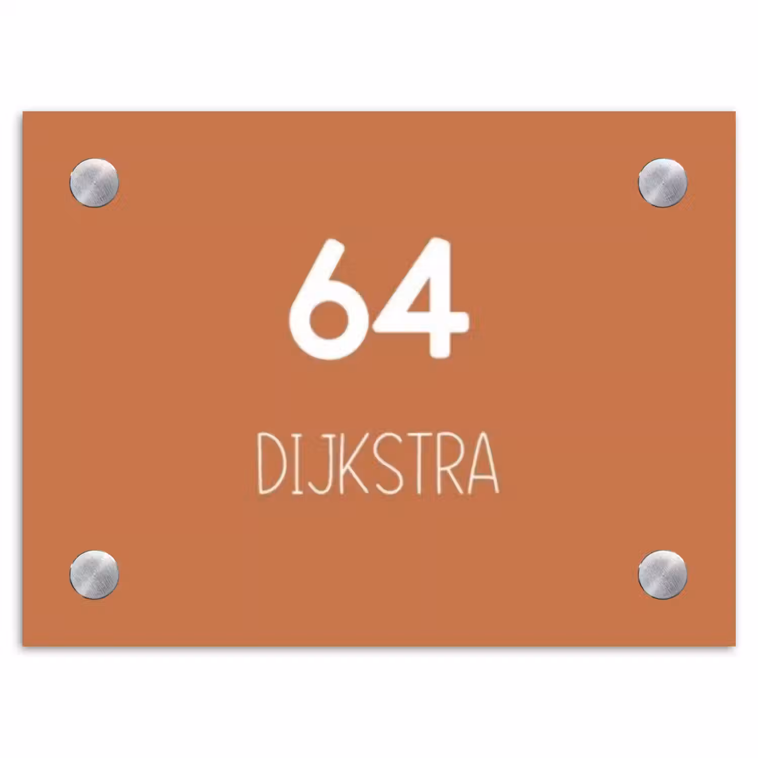 Terracotta - Modern Naambord Rechthoek middel -3d