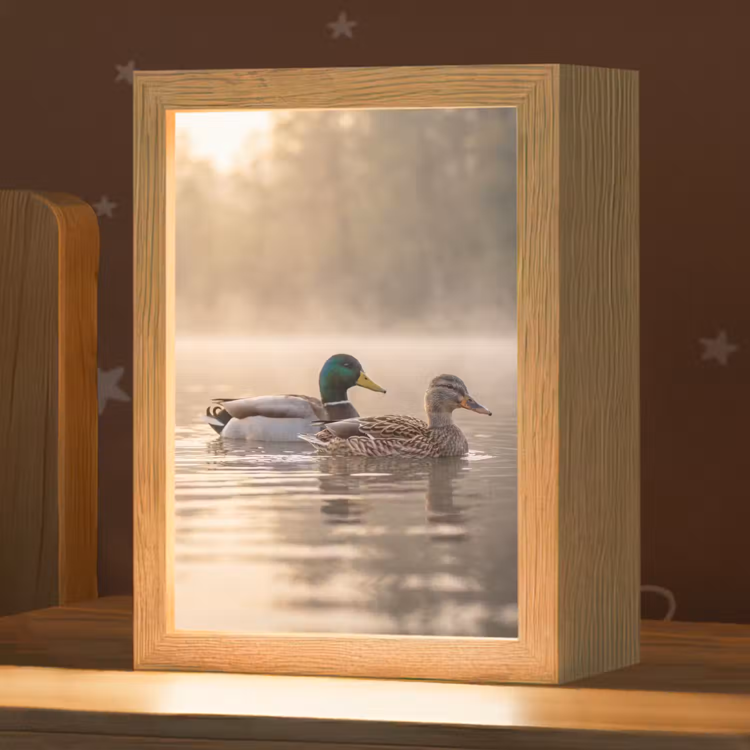 Eenden - Water - Mist - Natuur Light Box met kabel (Kinderlampje) klein -zzz_3d_website