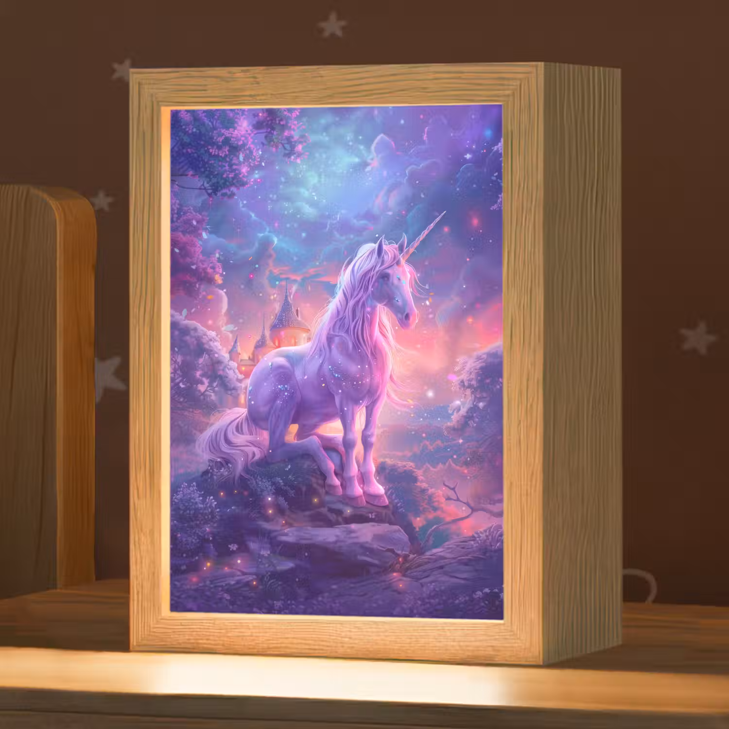 Eenhoorn - Fantasy - Kasteel - Meisje - Paars - Roze Light Box met kabel klein -zzz_3d_website