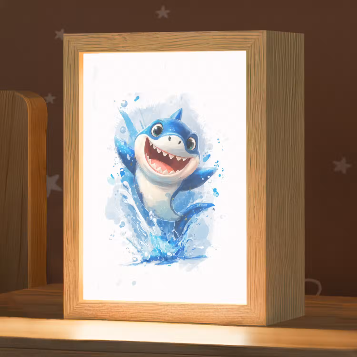 Haai - Water - Blauw Light Box met kabel klein -zzz_3d_website