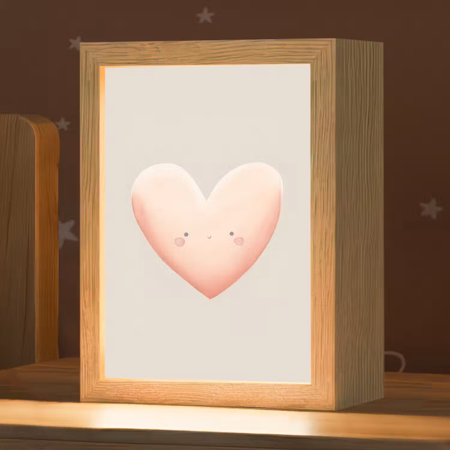 Hart - Gezicht - Roze Light Box met kabel klein -zzz_3d_website