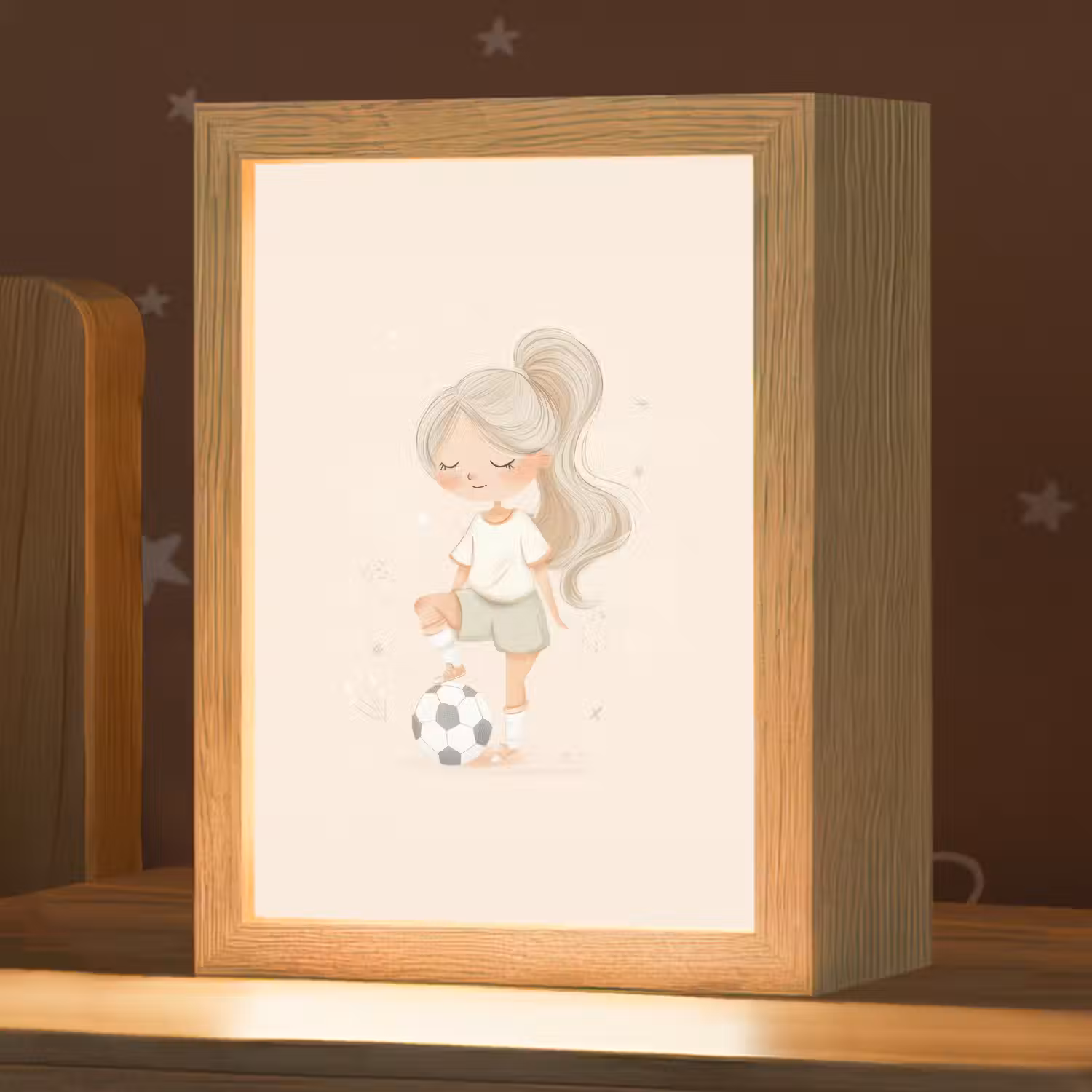 Meisje - Voetbal - Beige Light Box met kabel klein -zzz_3d_website