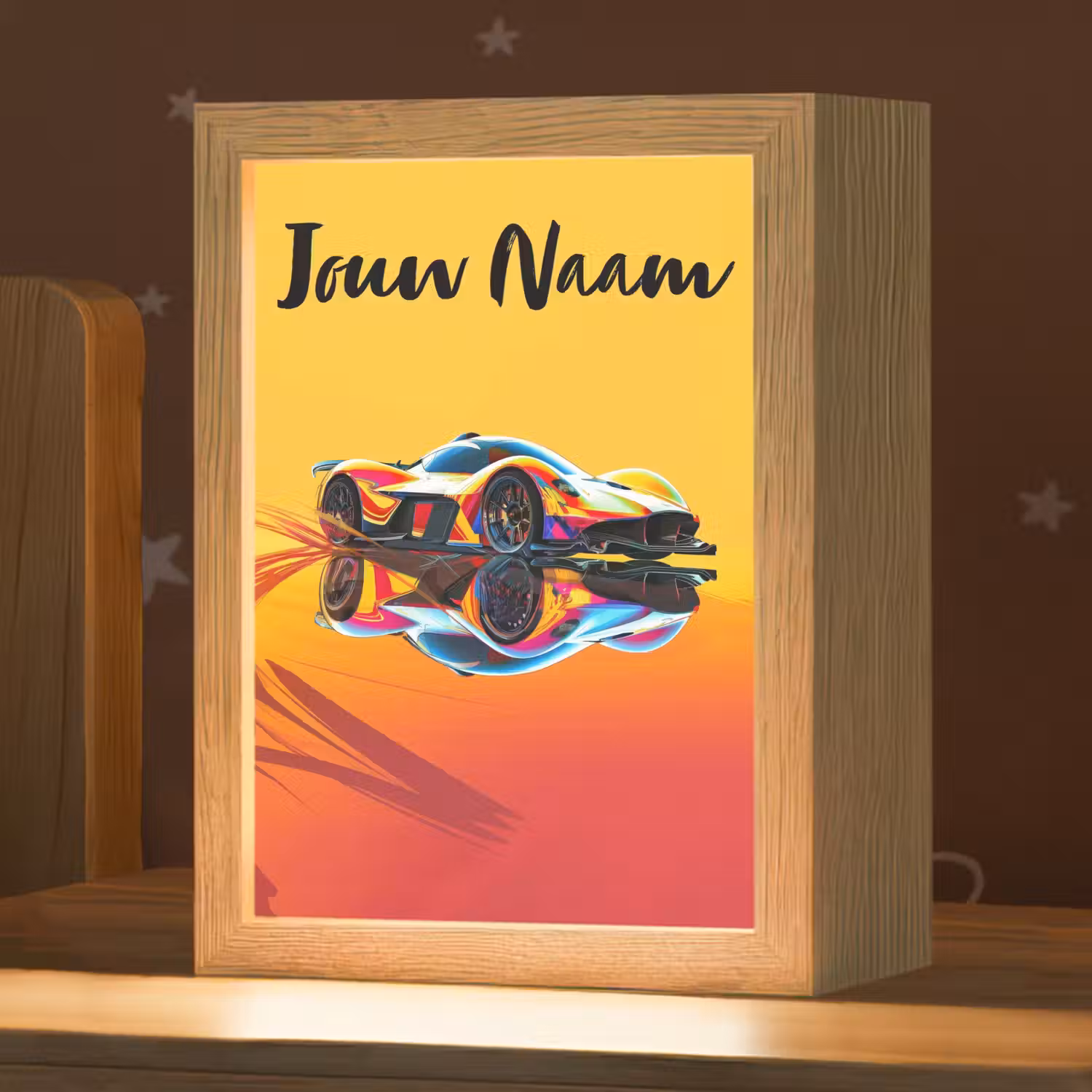 Auto - Race - F1 - Jongens - Geel - Rood Light Box met kabel (Kinderlampje) klein -zzz_3d_website